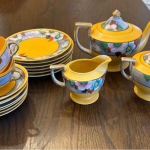 Vintage Japanese T T Takito “Ghost Bird” Lusterware Tea Set